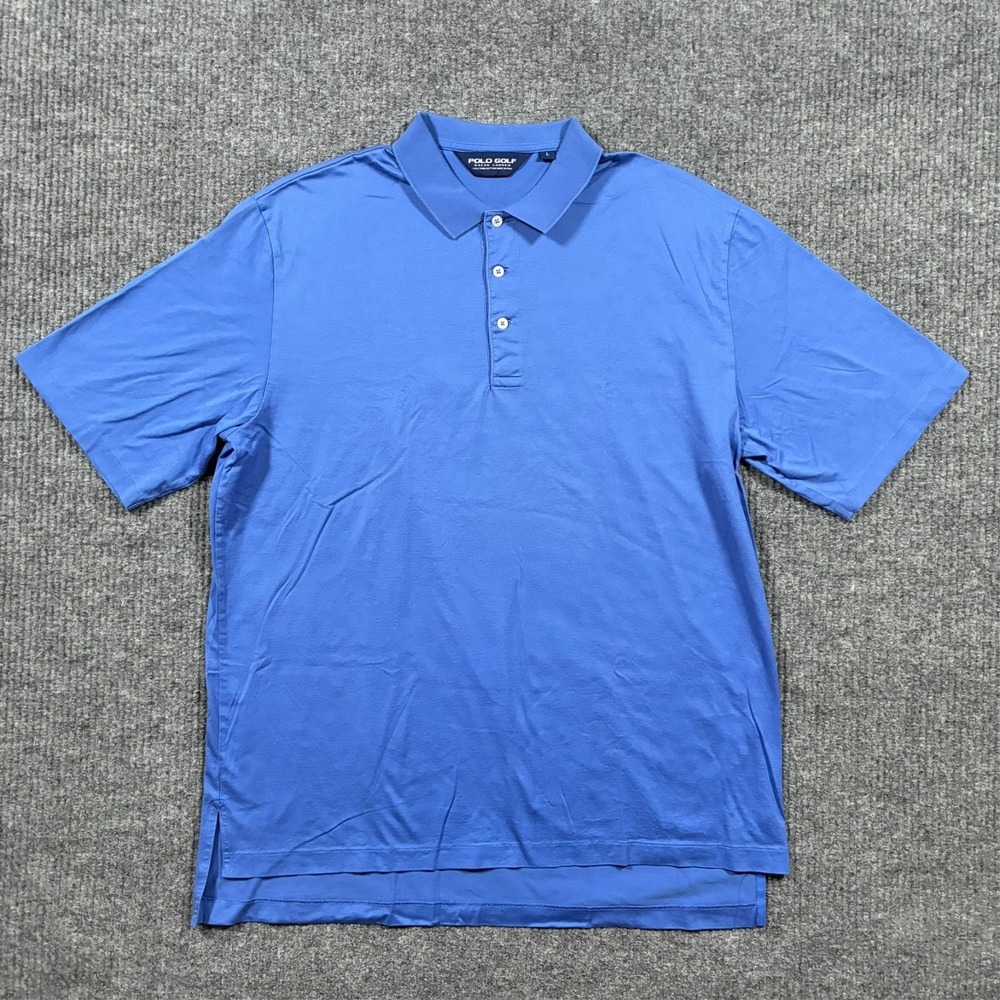 Polo Golf Ralph Lauren Men's Polo Shirt L Blue Pima Cotton High-Low Short Sleeve